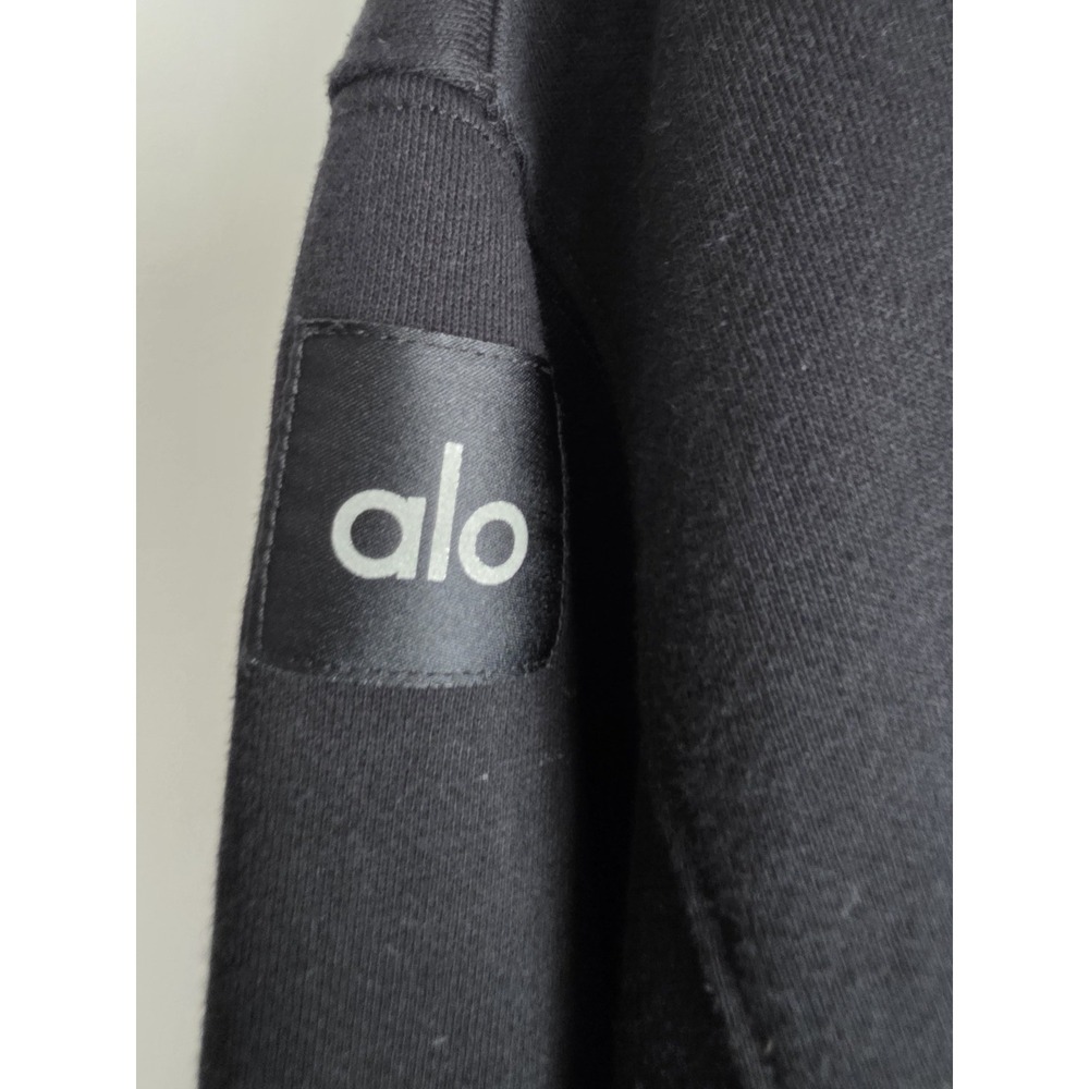 Alo Yoga Cropped Sweatshirt Women M Black Long Sleeve Pullover Athleisure - Picture 3 of 6